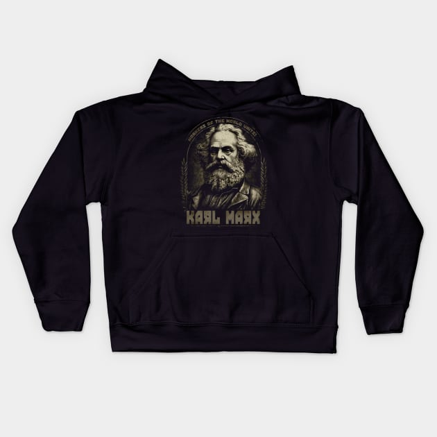 Karl Marx - Workers of the world unite Kids Hoodie by RichieDuprey